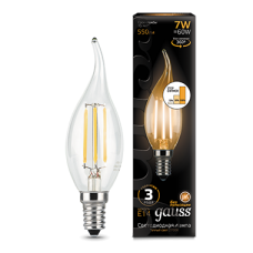 Gauss Лампа LED Filament Candle tailed E14 7W 2700K step dimmable 1/10/50