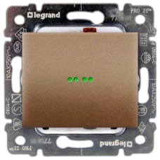 Legrand DIY Galea Life Темная Бронза Выключатель 1-клавишный с подсветкой зеленая лампа 0,5 мА