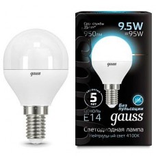 Gauss Лампа LED Globe E14 9.5W 4100K 1/10/50