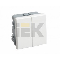 IEK Выключатель проходной (переключатель) двухклавишный на 2 модуля. ВК4-22-00-П