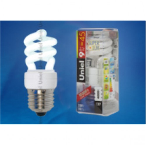 Uniel Лампа энергосберегающая спираль 9Вт, E27, ярко-белая