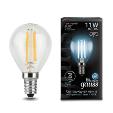 Gauss Лампа LED Filament Шар E14 11W 750lm 4100K 1/10/50