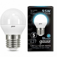 Gauss Лампа LED Globe E27 9.5W 4100K 1/10/50
