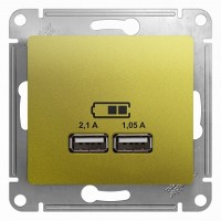 SE Glossa Фисташковая Розетка USB 5В/2100мА, 2х5В/1050мА (GSL001033)