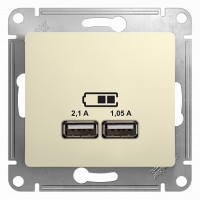 SE Glossa Беж Розетка USB 5В/2100мА, 2х5В/1050мА (GSL000233)