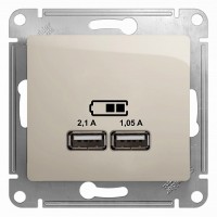 SE Glossa Молочная Розетка USB 5В/2100мА, 2х5В/1050мА (GSL000933)