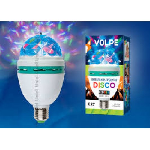 Volpe Белый Светодиодный светильник-проектор ULI-Q301 03W/RGB/E27