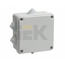 IEK Коробка КМ41234 распаячная для о/п 100х100х50мм IP55 (RAL7035, 6 гермовводов)