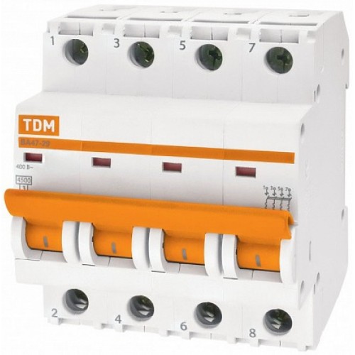 TDM Автоматический выключатель ВА47-29 4Р 63А 4,5кА х-ка С
