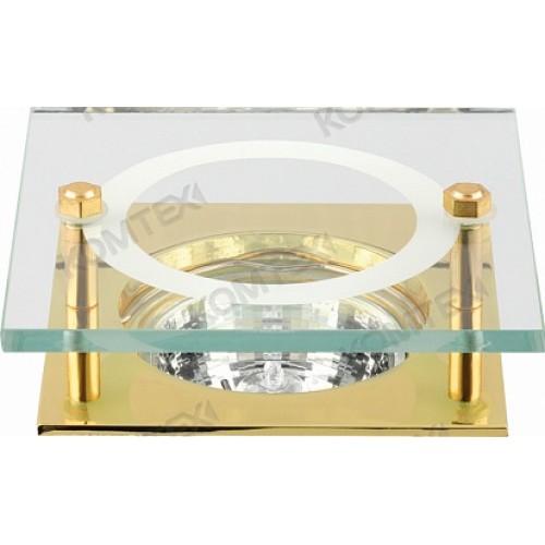 Comtech Amber Светильник галогеновый встраиваемый квадратный прозрачный HR51 1x50W GU5.3, золото