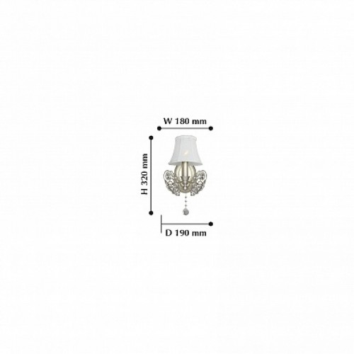 Favourite Penna Светильник настенный каркас окрашен в цвет античное серебро, абажуры из белой ткани, хрусталь высшего качества 1*E14*40W