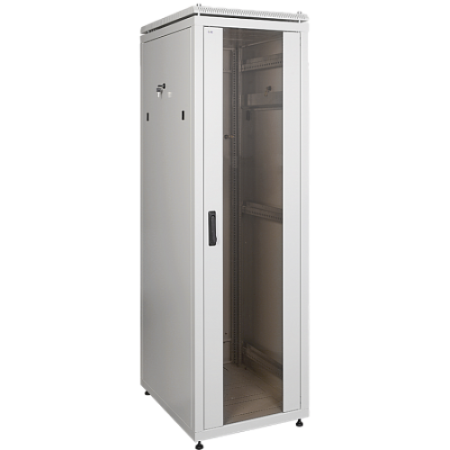 IEK ITK Шкаф сетевой 19" LINEA N 42U 600х600 мм стеклянная передняя дверь, задняя металлическая серый