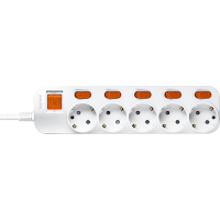 Anam Legrand e-Fren 5 Удлинитель с выключателем+ индивидуальным выкл.,шнур 1.5м, 16A, 250V