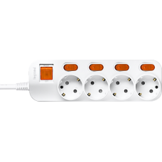 Anam Legrand e-Fren 4 Удлинитель с выключателем+ индивидуальным выкл.,шнур 1.5м, 16A, 250V