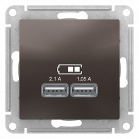 SE AtlasDesign Мокко Розетка USB, 5В, 1 порт x 2,1 А, 2 порта х 1,05 А, механизм
