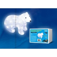 Uniel Фигура светодиодная «Белый медведь-4», 40 светодиодов, размер 31*15*25 см, цвет свечения-белый, IP20