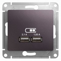 SE Glossa Сиреневый туман Розетка USB 5В/2100мА, 2х5В/1050мА (GSL001433)