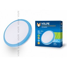 Volpe Светильник LED накладной 1900Lm IP20, круглый, диаметр 350мм, рассеиватель пластик, цвет корпуса - белый с голубой вставкой по окружности