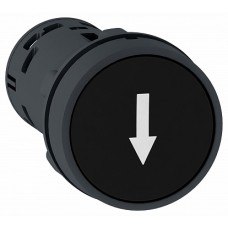 Кнопочный выкл. в сборе плоск., 1 упр. элемент черный круг. линза, 1НО IP54 без фиксации, SE
