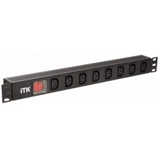 IEK ITK PDU Блок: 7 розеток C13, с LED выкл., 1U, вх. C14, без шнура