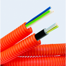 DKC Труба ПНД гибкая гофрированная D=16мм (50м) цвет оранжевый, с кабелем 3*2,5ВВГнгLS РЭК "ГОСТ+" (Электротруба)
