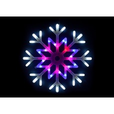 Uniel ULD-H4040-048/DTA MULTI IP20 SNOWFLAKE Фигура светодиодная "Снежинка", 40х40см. Подвесная. 48 светодиодов. Красный, синий, белый свет. Провод пр
