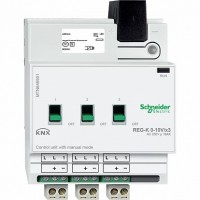 SE Merten KNX Светорегулятор/блок упр-я 0-10В 3-канальный (силовой контакт 16А) возможность ручного управления DIN-рейка