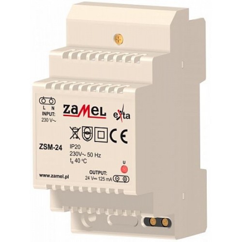 Zamel Блок питания стабилизированный 230VAC/24VDC 125мА IP20 на DIN рейку 3мод