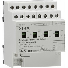 Gira KNX Актор 4-х канальный 16 А контроль силы тока возм ручн упр DIN-рейка
