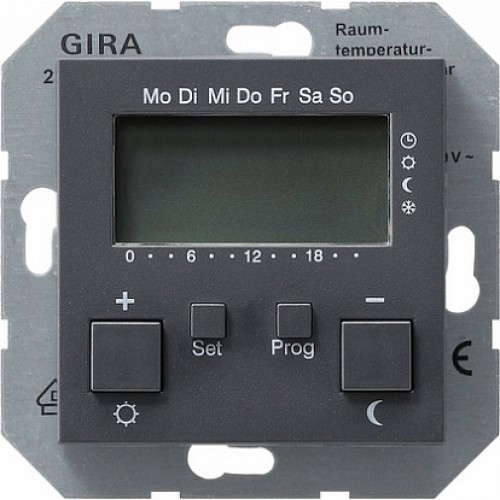 Gira S-55 Антрацит Термостат электронный с таймером с функцией охлаждения