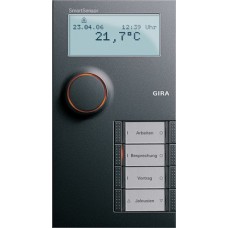 Gira KNX Антрацит SmartSensor Универсальное устройство управления с дисплеем и термостатом