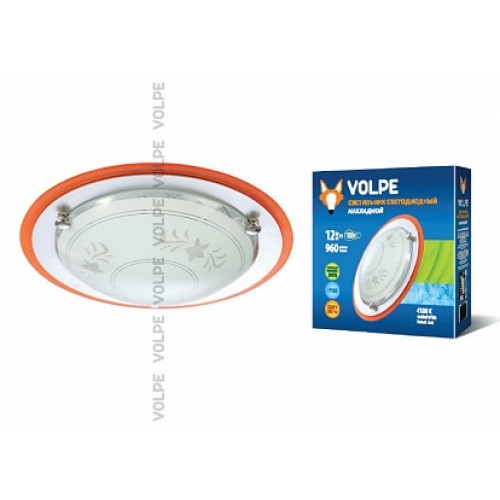 Volpe Светильник LED накладной декоративный круглый IP20 стекло/белый с оранжевой вставкой