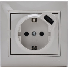 MIRA Розетка с/з + USB разъём белый (10шт/120шт)