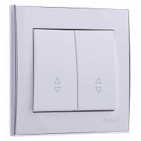 RAIN Выключатель проходной двойной белый с  бок. вст. хром (10шт/120шт)