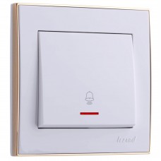 RAIN Выключатель проходной с подсветкой белый с  бок. вст. золото (10шт/120