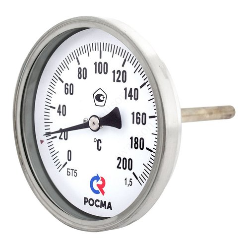 Термометр биметаллический Дк100 осевой 200C Росма