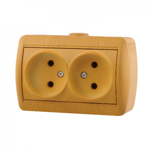 NATA Розетка двойная б/з закрытый корпус керамика ольха (10шт/120шт)